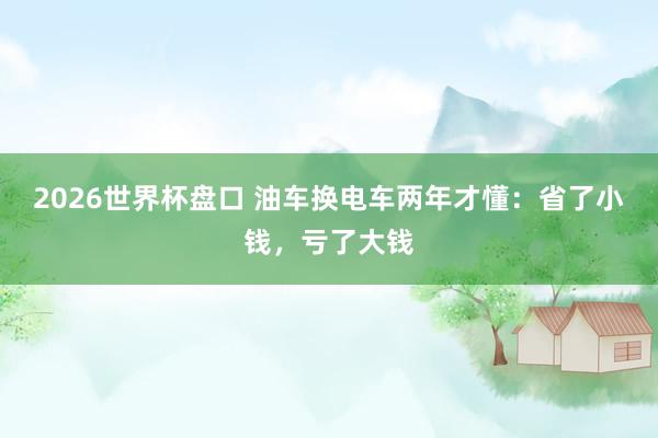 2026世界杯盘口 油车换电车两年才懂:省了小钱,亏了大钱