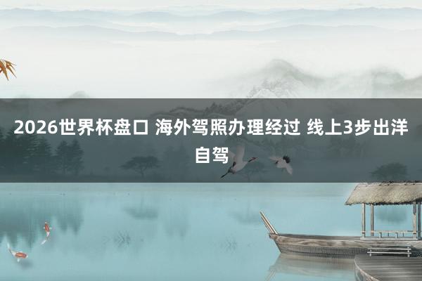 2026世界杯盘口 海外驾照办理经过 线上3步出洋自驾
