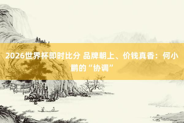 2026世界杯即时比分 品牌朝上、价钱真香:何小鹏的“协调”