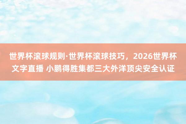 世界杯滚球规则·世界杯滚球技巧，2026世界杯文字直播 小鹏得胜集都三大外洋顶尖安全认证