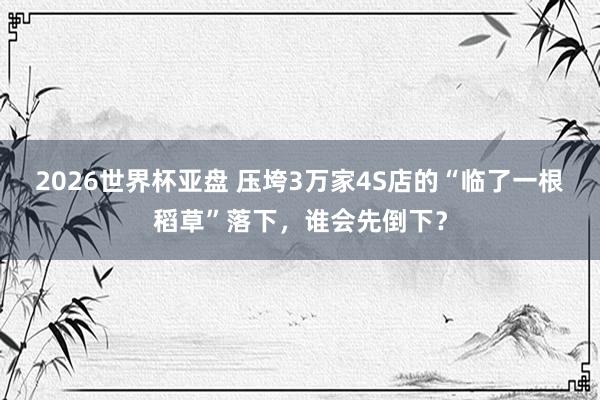 2026世界杯亚盘 压垮3万家4S店的“临了一根稻草”落下,谁会先倒下?