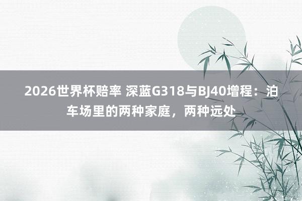 2026世界杯赔率 深蓝G318与BJ40增程:泊车场里的两种家庭,两种远处