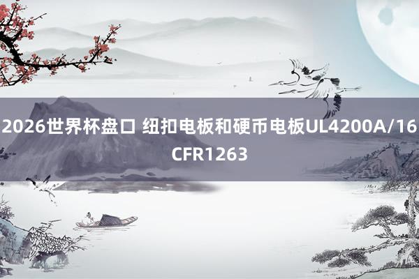 2026世界杯盘口 纽扣电板和硬币电板UL4200A/16CFR1263