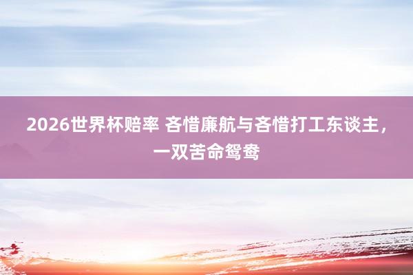 2026世界杯赔率 吝惜廉航与吝惜打工东谈主,一双苦命鸳鸯