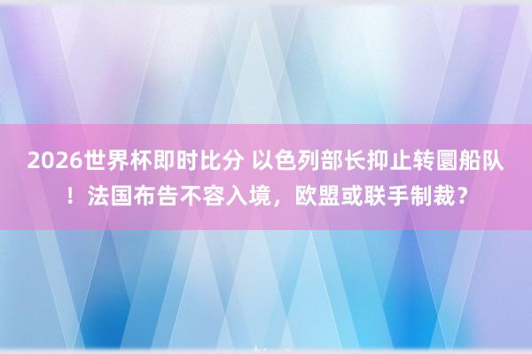 2026世界杯即时比分 以色列部长抑止转圜船队!法国布告不容入境,欧盟或联手制裁?