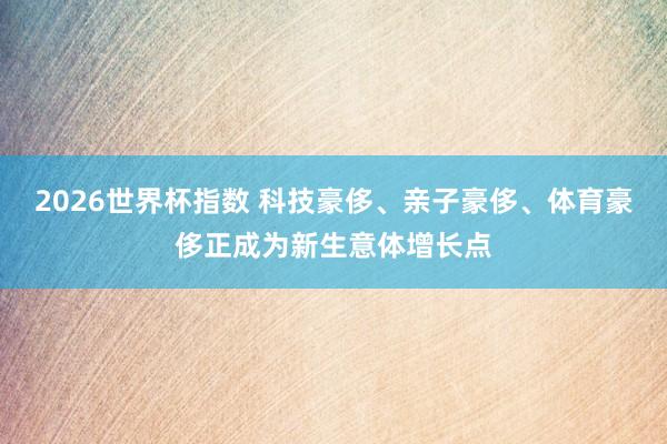 2026世界杯指数 科技豪侈、亲子豪侈、体育豪侈正成为新生意体增长点