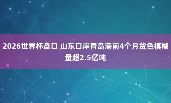 2026世界杯盘口 山东口岸青岛港前4个月货色模糊量超2.5亿吨