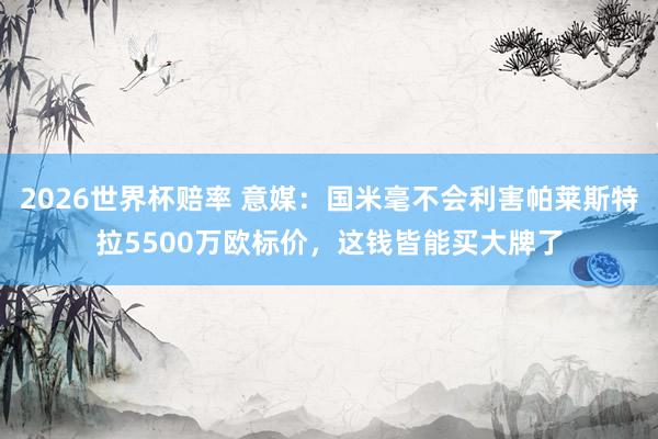 2026世界杯赔率 意媒：国米毫不会利害帕莱斯特拉5500万欧标价，这钱皆能买大牌了