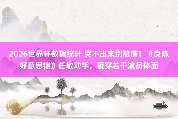 2026世界杯数据统计 哭不出来别尬演!《良陈好意思锦》任敏动手,戳穿若干演员体面