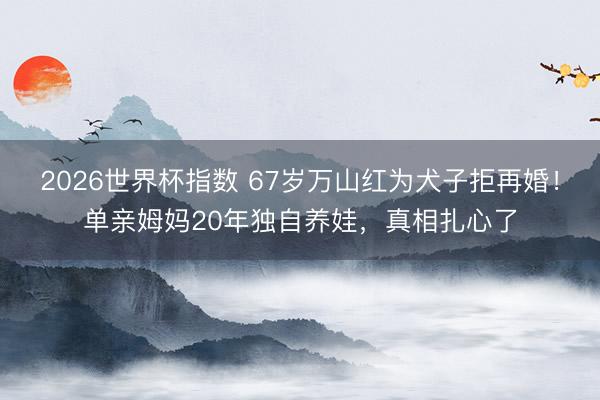 2026世界杯指数 67岁万山红为犬子拒再婚!单亲姆妈20年独自养娃,真相扎心了