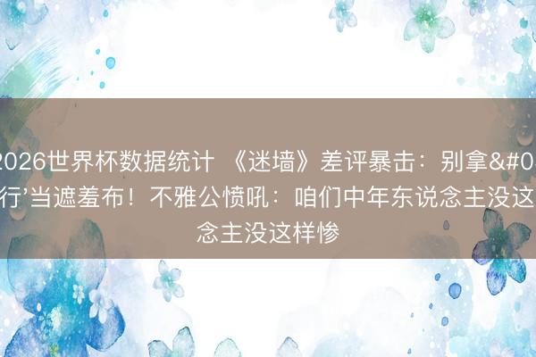 2026世界杯数据统计 《迷墙》差评暴击:别拿'执行'当遮羞布!不雅公愤吼:咱们中年东说念主没这样惨