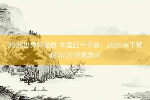 2026世界杯指数 中国红十字会:2025年干预超4亿元开展救灾