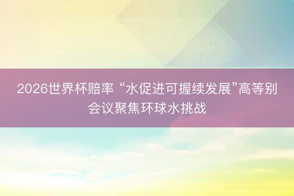 2026世界杯赔率 “水促进可握续发展”高等别会议聚焦环球水挑战