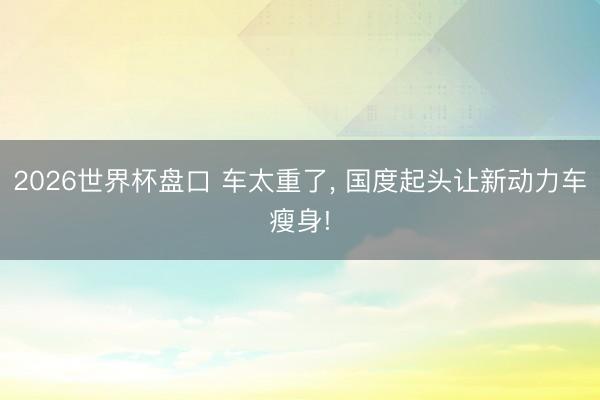 2026世界杯盘口 车太重了, 国度起头让新动力车瘦身!