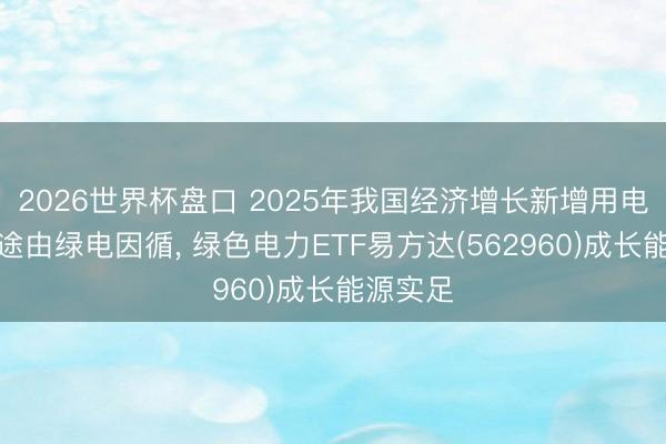 2026世界杯盘口 2025年我国经济增长新增用电初次沿途由绿电因循, 绿色电力ETF易方达(562960)成长能源实足