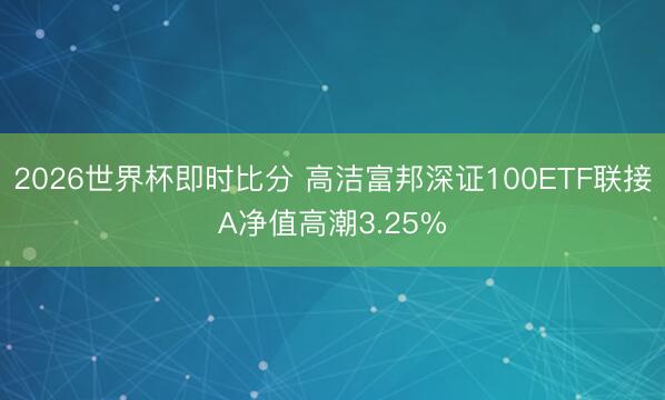 2026世界杯即时比分 高洁富邦深证100ETF联接A净值高潮3.25%